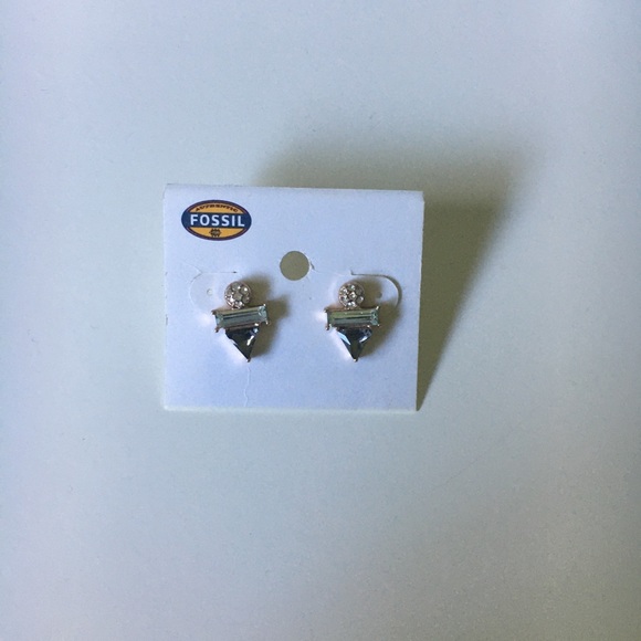 Rose gold and stone Fossil stud earrings - Picture 2 of 4
